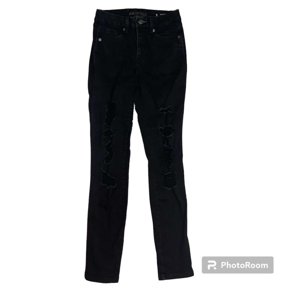 ARIZONA JEANS Black Denim Ripped Skinny Jeans